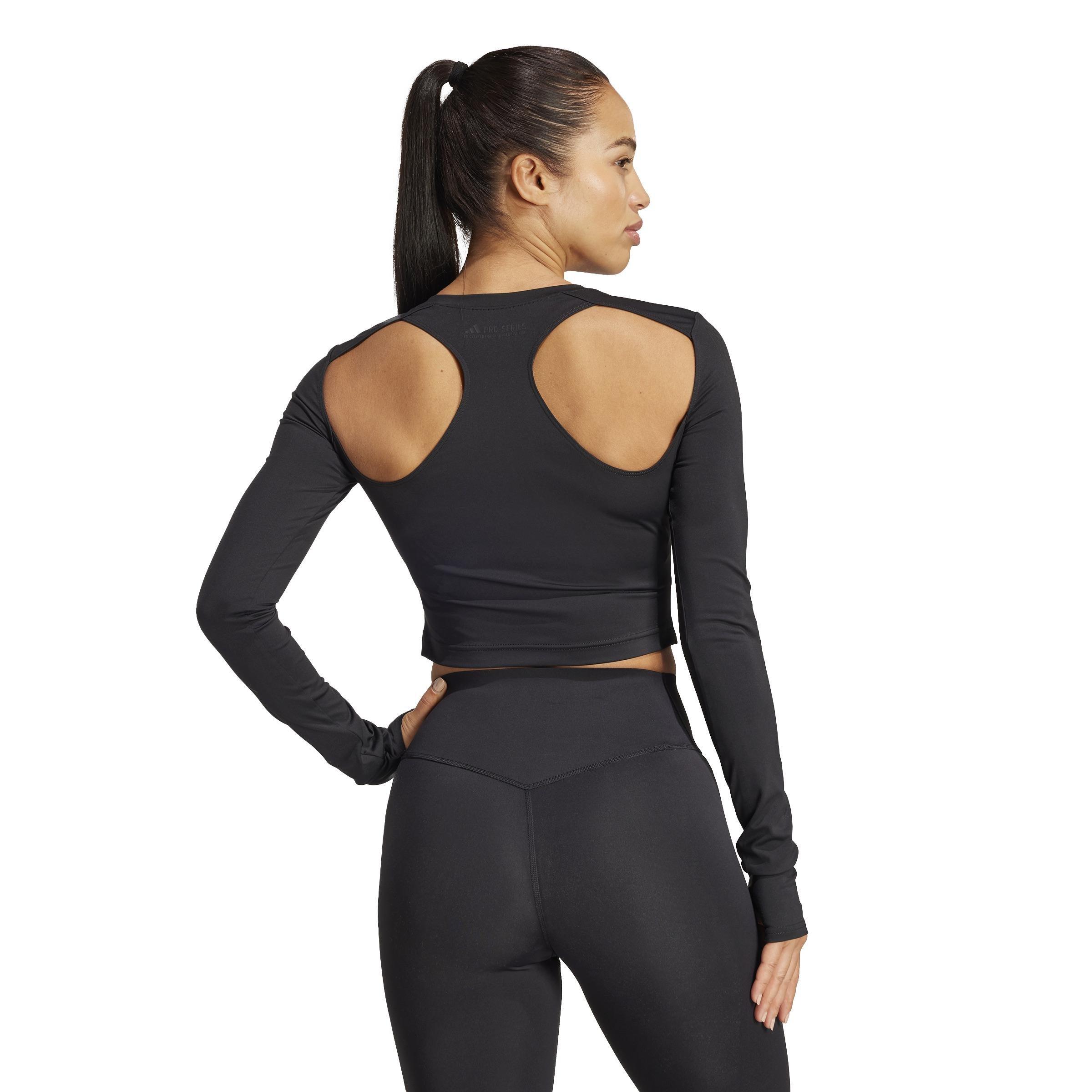 Pro Series Training Long Sleeve Crop Top, Black, A701_ONE, large image number 3