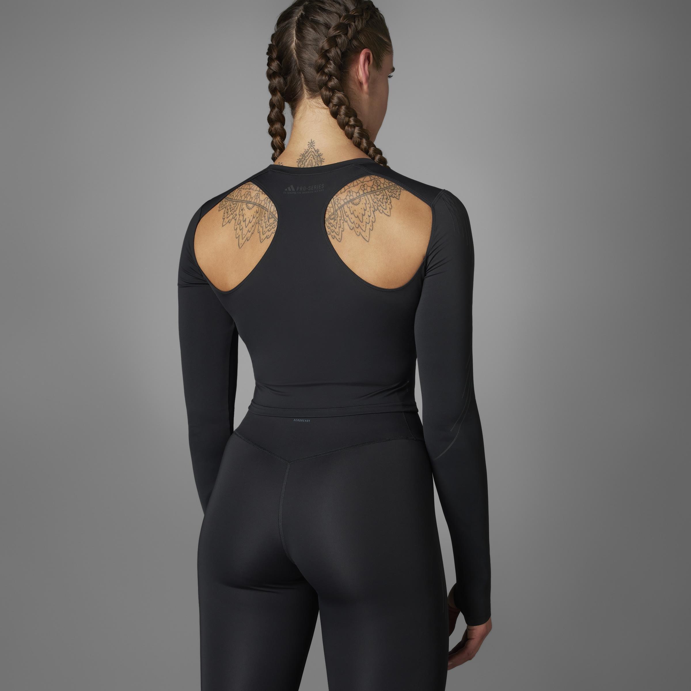 Pro Series Training Long Sleeve Crop Top, Black, A701_ONE, large image number 11