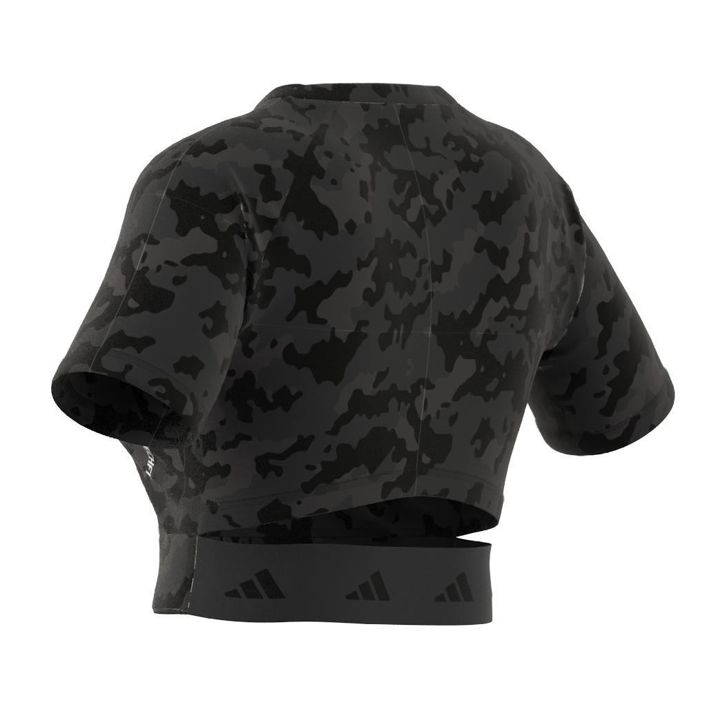 Women Techfit Camo Print Crop Training T-Shirt, Black, A701_ONE, large image number 6