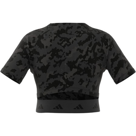 Women Techfit Camo Print Crop Training T-Shirt, Black, A701_ONE, large image number 10