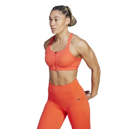 Women Tlrd Impact Luxe High-Support Zip Bra, Orange, A701_ONE, large image number 9