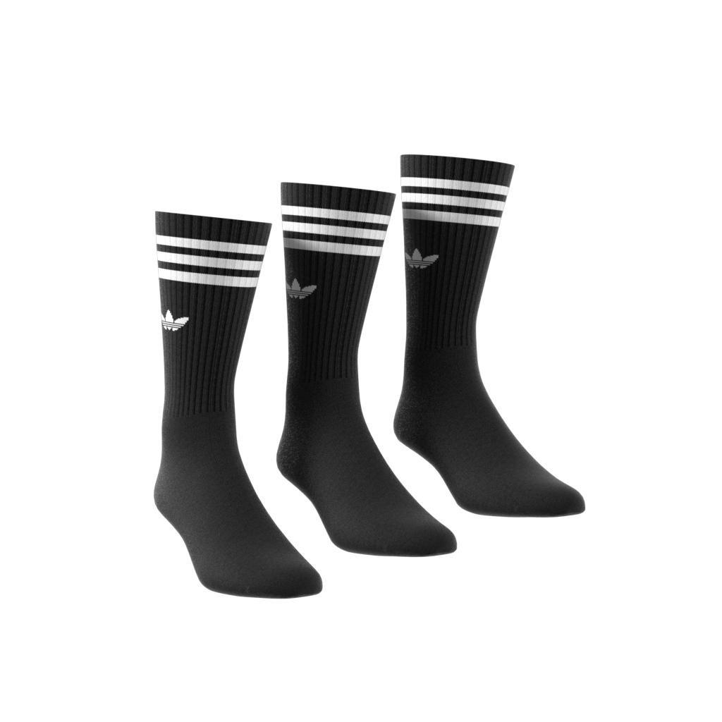 Unisex Solid Crew Socks 3 Pairs, Black, A701_ONE, large image number 0