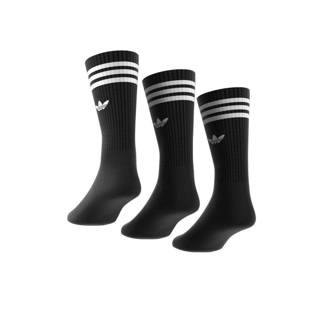 Unisex Solid Crew Socks 3 Pairs, Black, A701_ONE, large image number 1