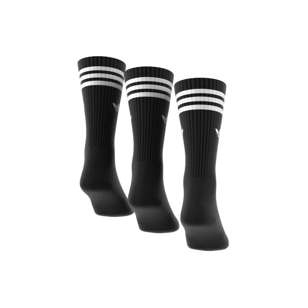 Unisex Solid Crew Socks 3 Pairs, Black, A701_ONE, large image number 2