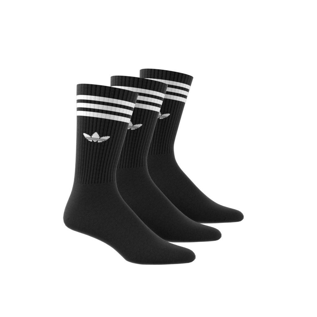 Unisex Solid Crew Socks 3 Pairs, Black, A701_ONE, large image number 3