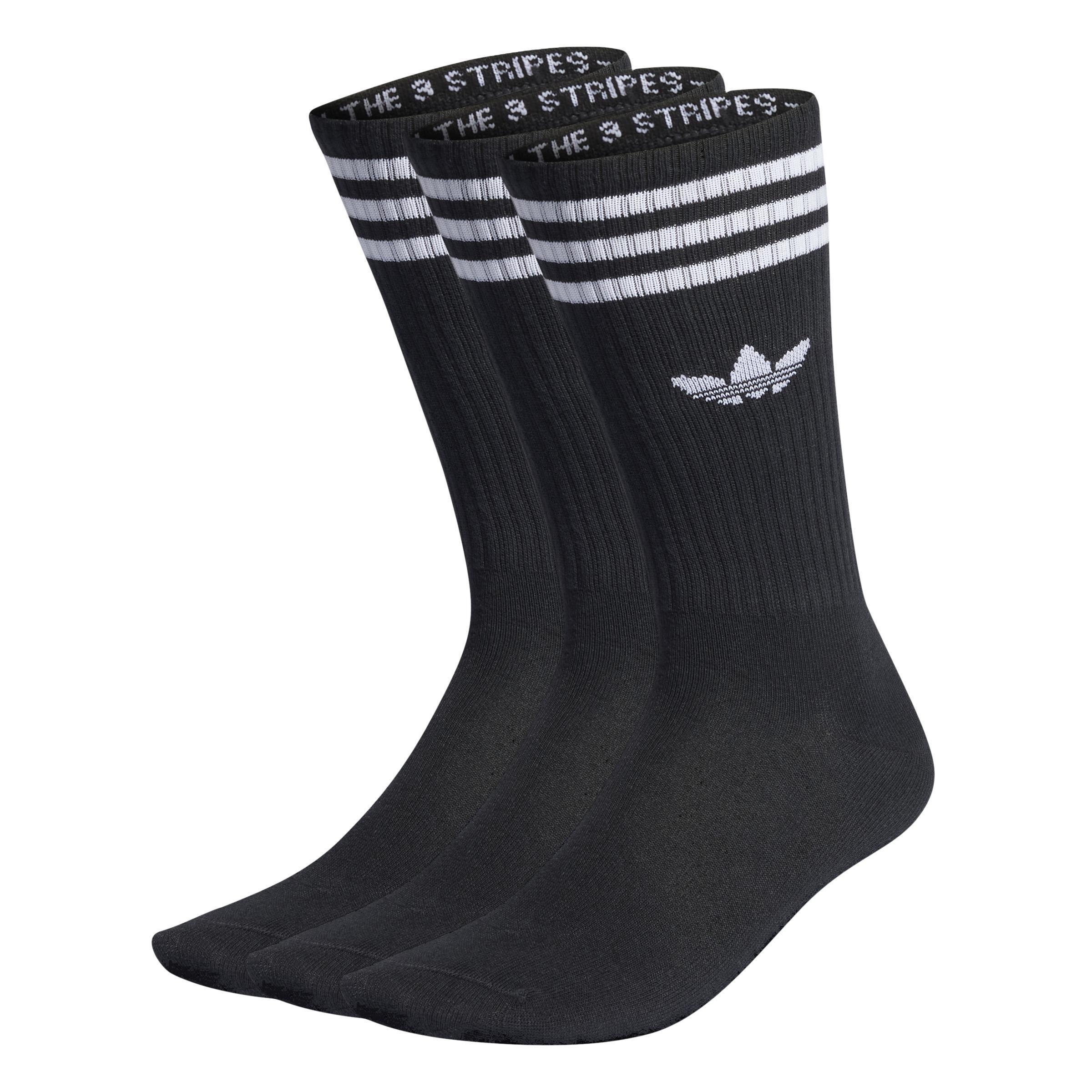 Unisex Solid Crew Socks 3 Pairs, Black, A701_ONE, large image number 4