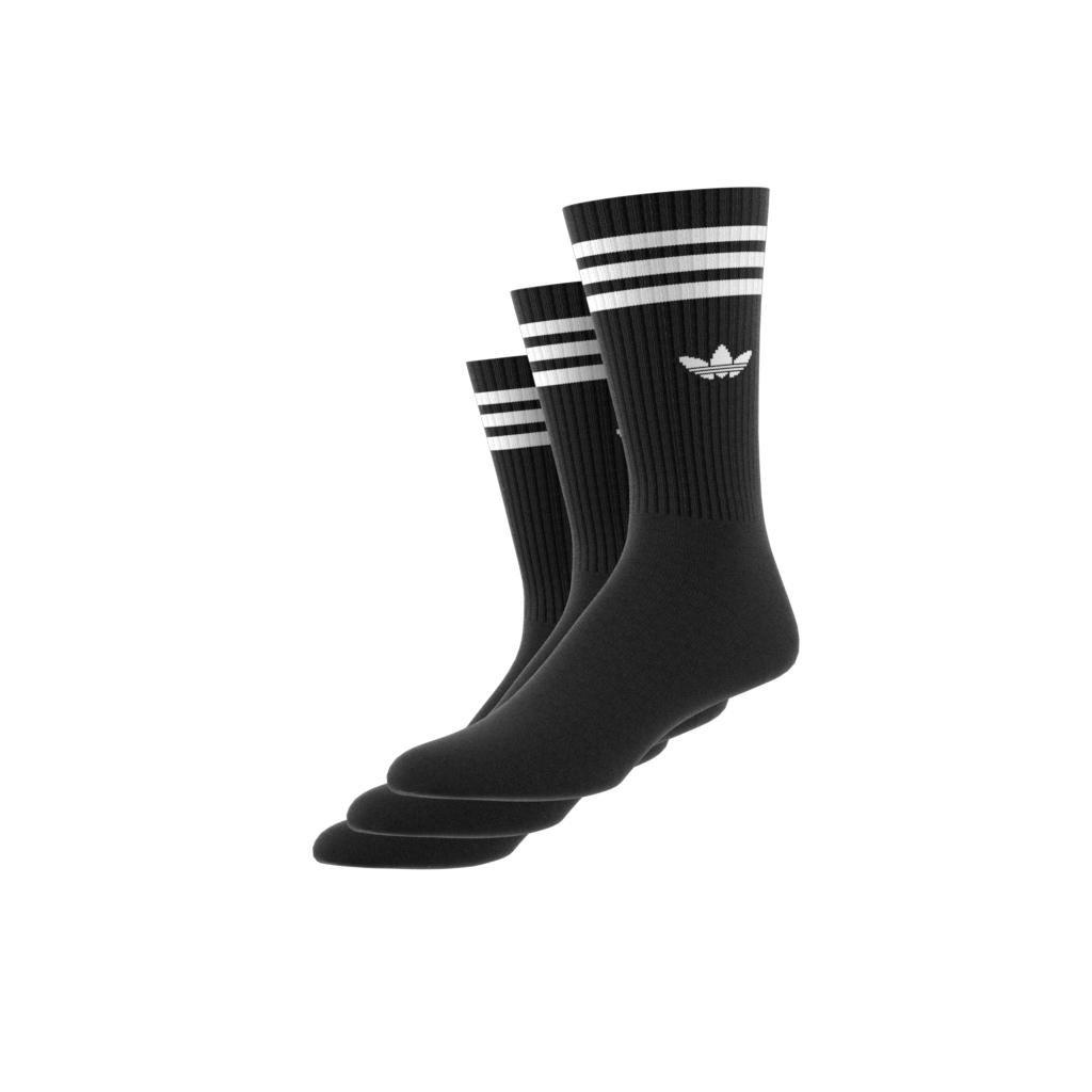 Unisex Solid Crew Socks 3 Pairs, Black, A701_ONE, large image number 5