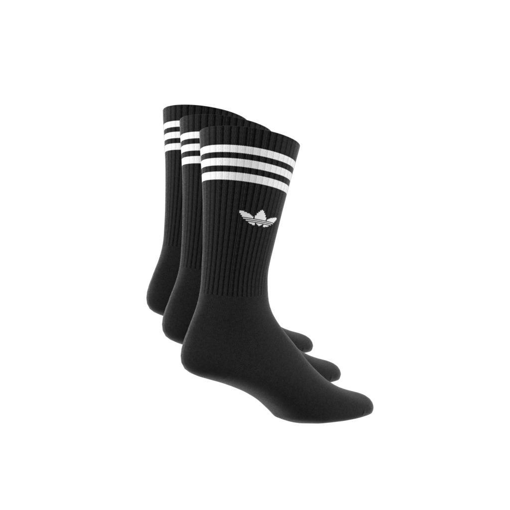 Unisex Solid Crew Socks 3 Pairs, Black, A701_ONE, large image number 7