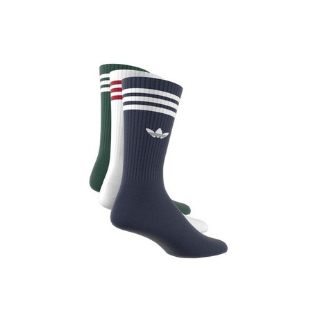 Unisex Solid Crew Socks Navy, Set Of 3, A701_ONE, large image number 5