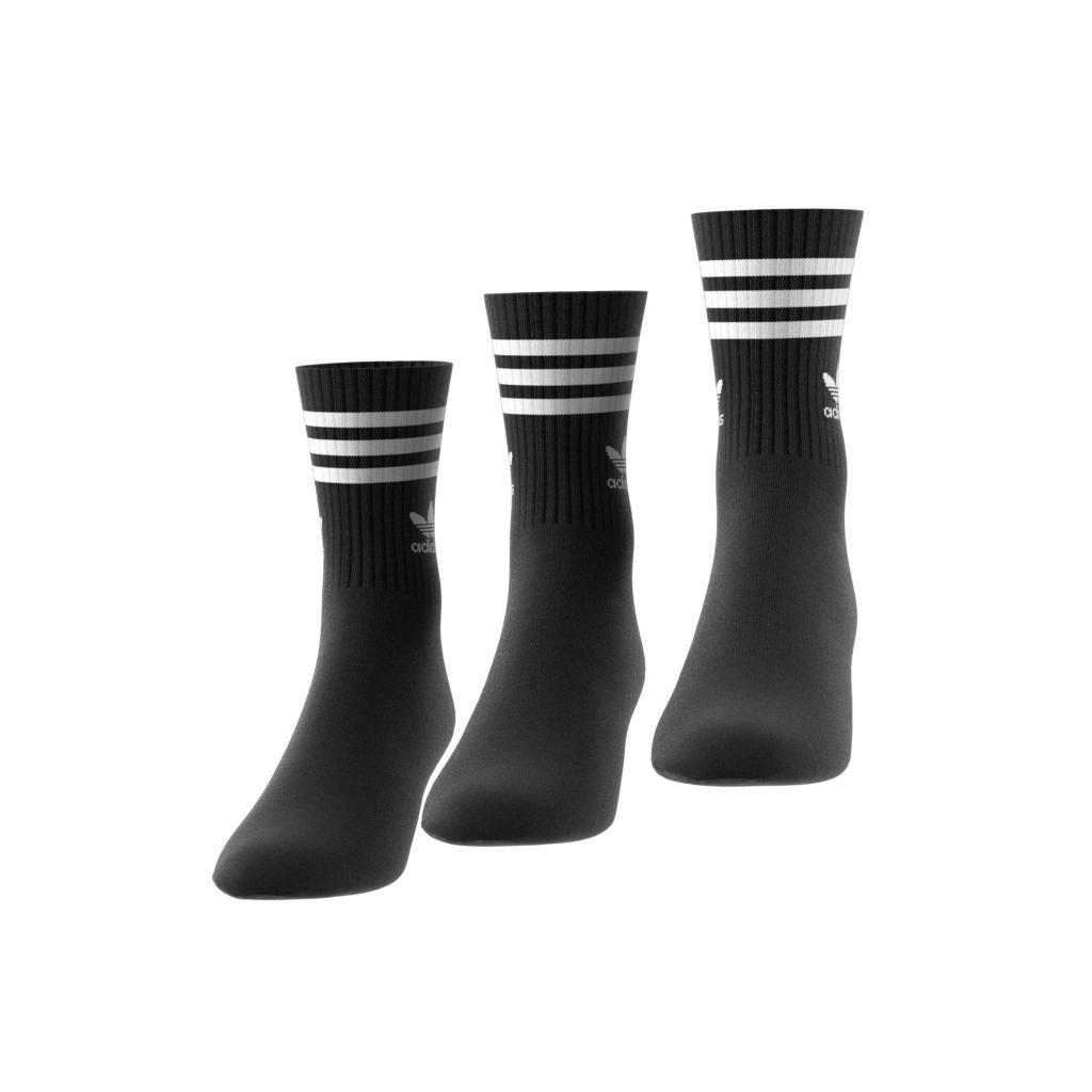 Unisex Mid Cut Crew Socks 3 Pairs, Black, A701_ONE, large image number 0