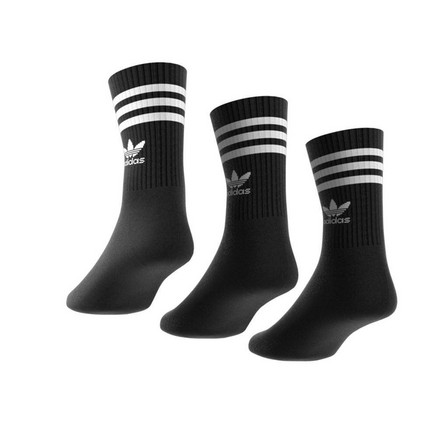 Unisex Mid Cut Crew Socks Black, Set Of 3, A701_ONE, large image number 1