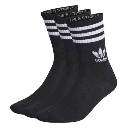 Unisex Mid Cut Crew Socks Black, Set Of 3, A701_ONE, large image number 2
