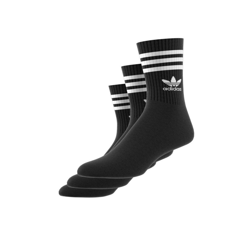Unisex Mid Cut Crew Socks - 3 Pairs, Black, , large image number 3
