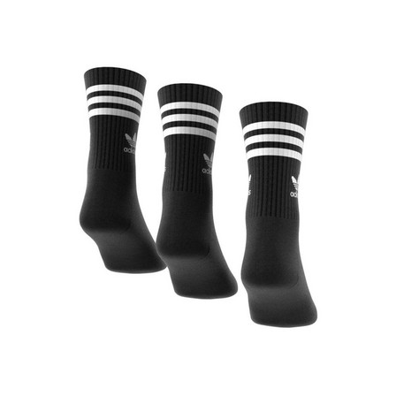 Unisex Mid Cut Crew Socks Black, Set Of 3, A701_ONE, large image number 4