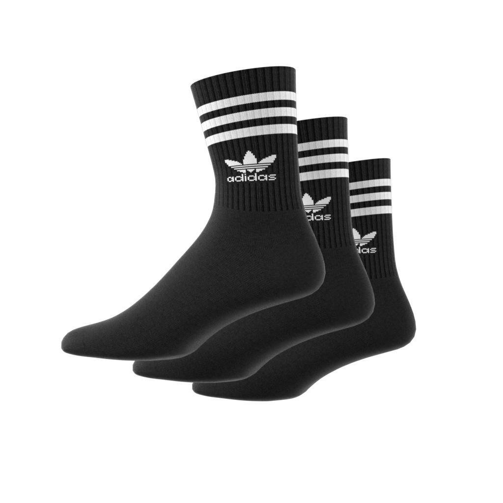 Unisex Mid Cut Crew Socks 3 Pairs, Black, A701_ONE, large image number 5