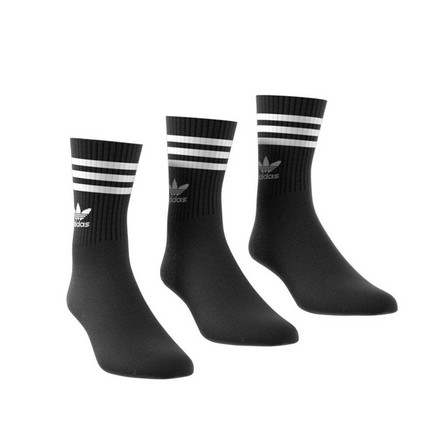 Unisex Mid Cut Crew Socks Black, Set Of 3, A701_ONE, large image number 6