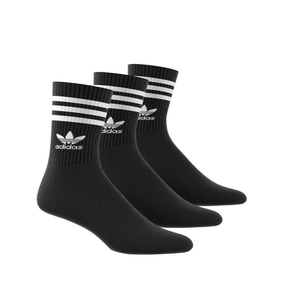 Unisex Mid Cut Crew Socks 3 Pairs, Black, A701_ONE, large image number 7