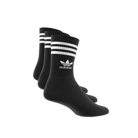 Unisex Mid Cut Crew Socks Black, Set Of 3, A701_ONE, large image number 8
