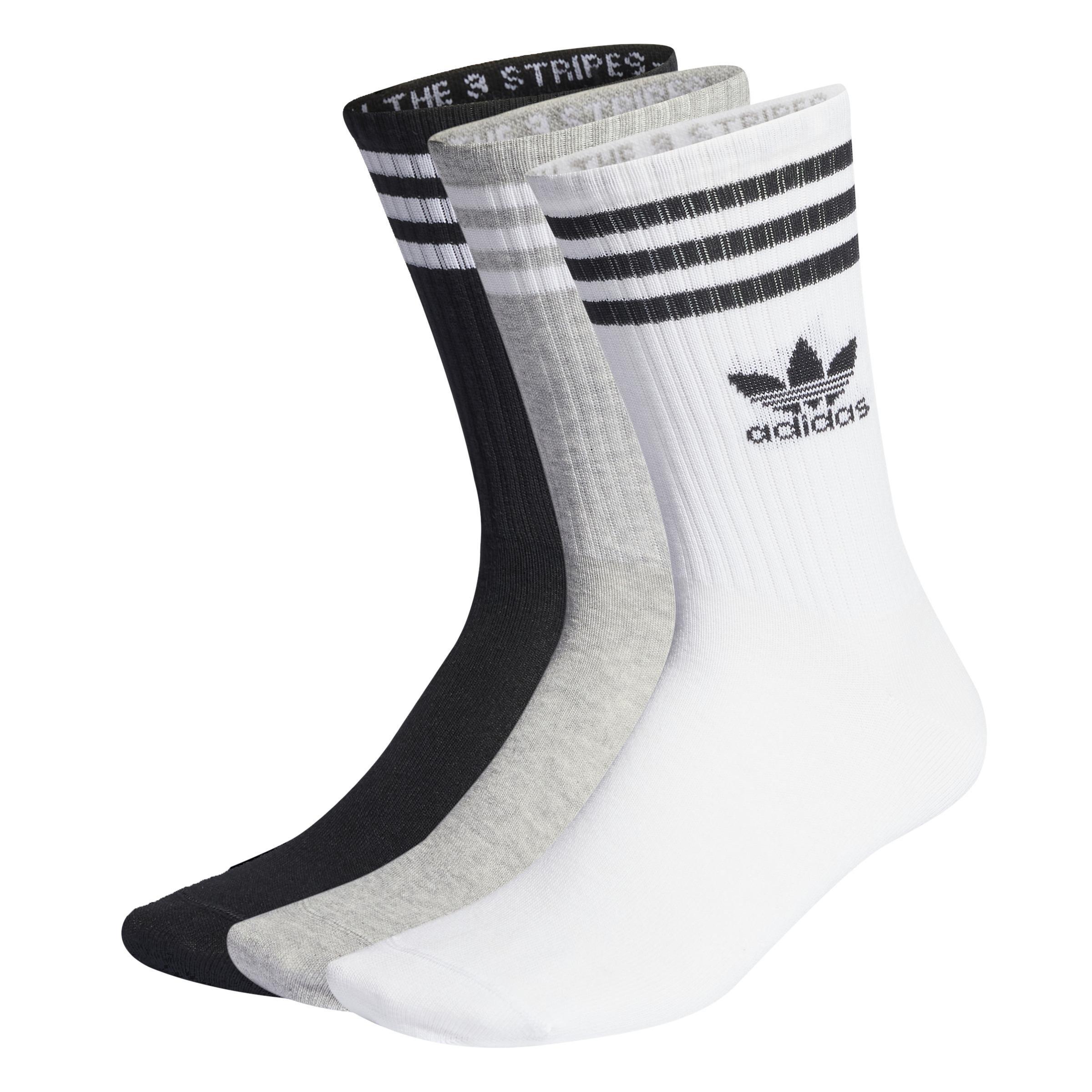 Unisex Mid Cut Crew Socks 3 Pairs, White, A701_ONE, large image number 0