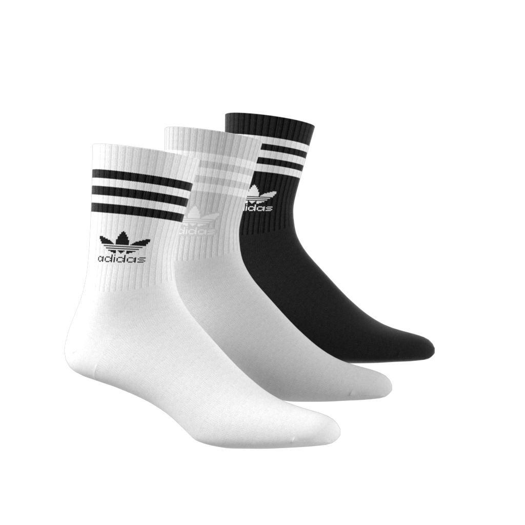 Unisex Mid Cut Crew Socks 3 Pairs, White, A701_ONE, large image number 1