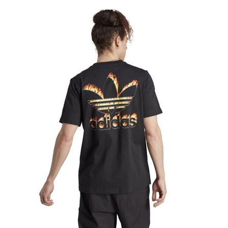 Men Graphics Fire Trefoil T-Shirt, Black, A701_ONE, large image number 3