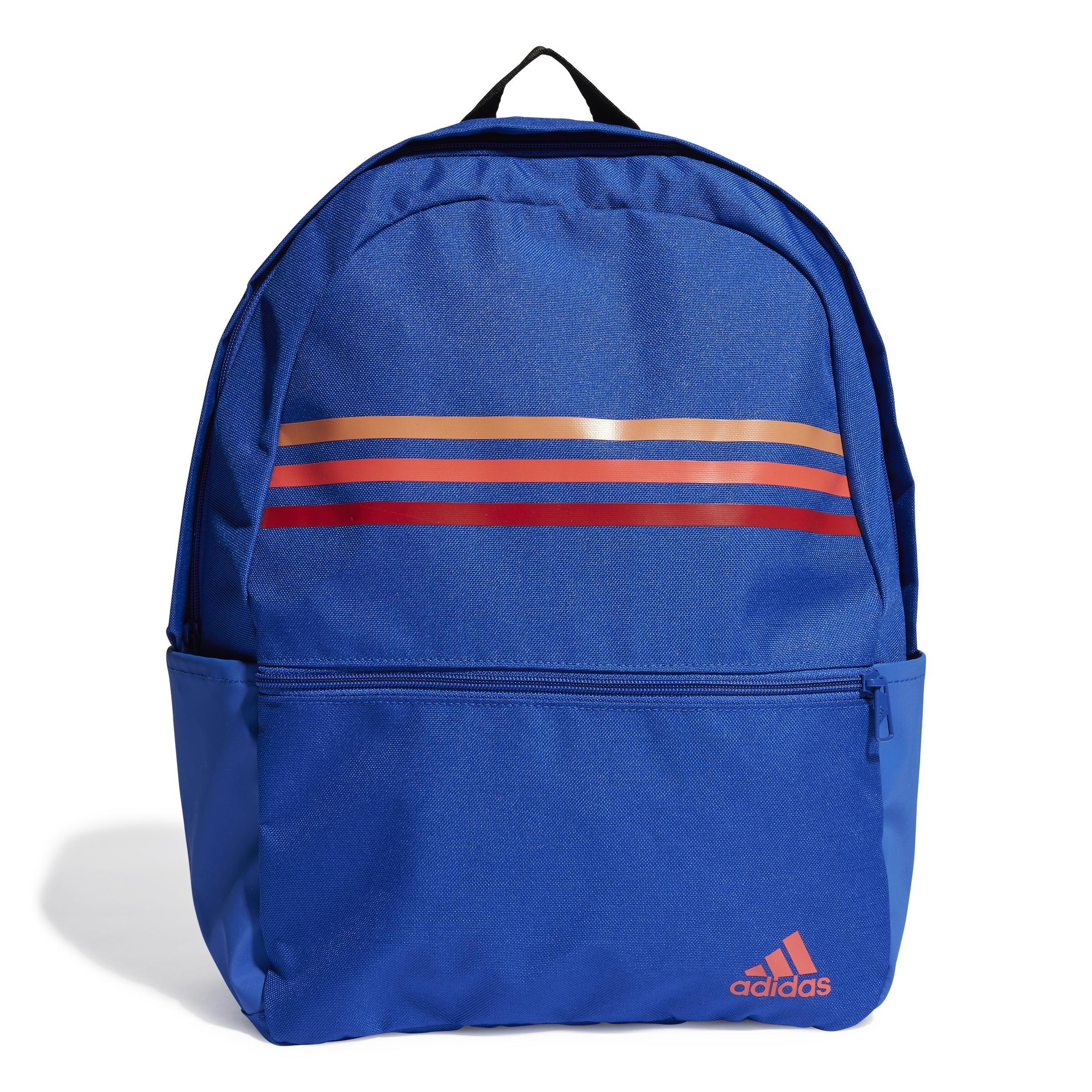 Unisex Classic Horizontal 3-Stripes Backpack, Blue, A701_ONE, large image number 0