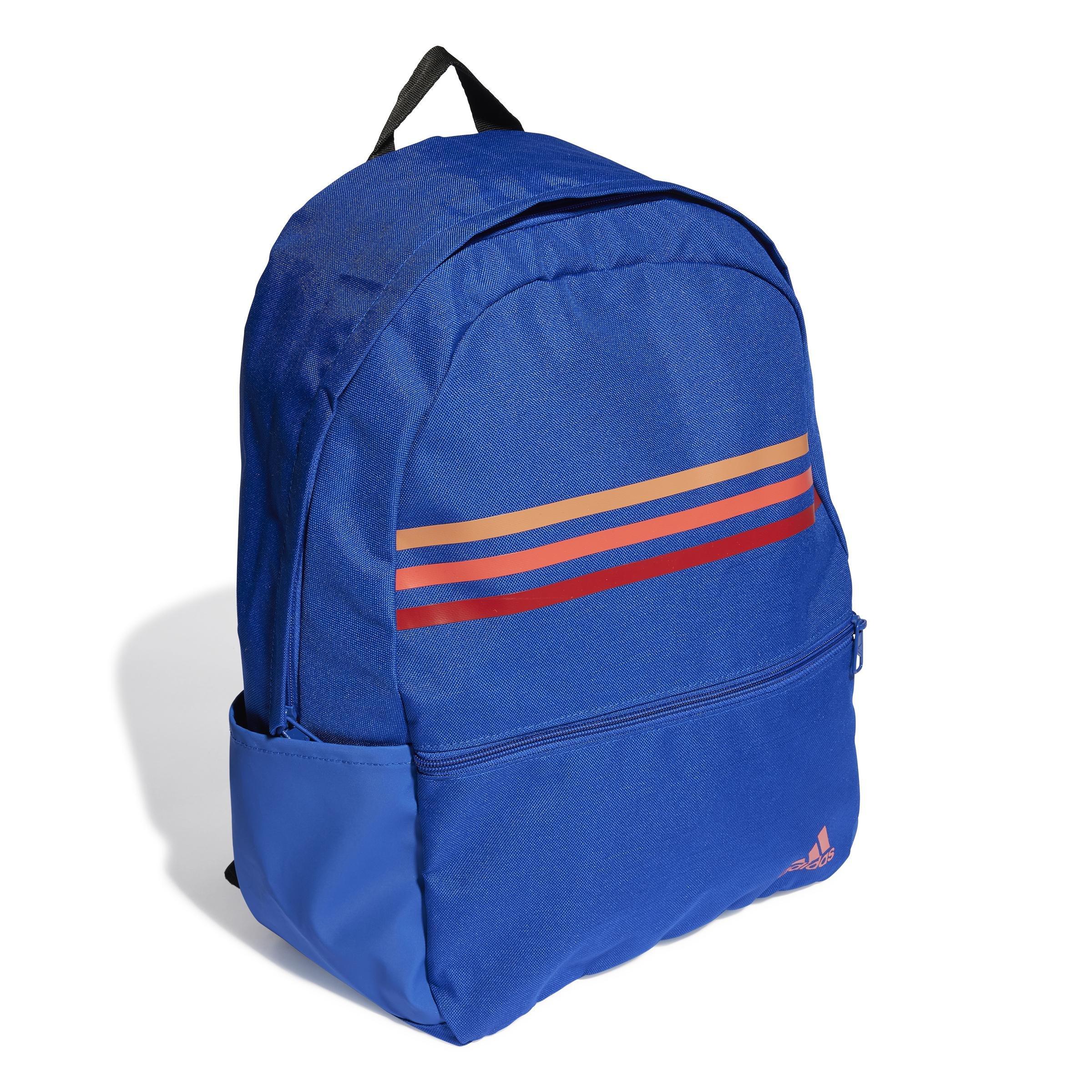 Unisex Classic Horizontal 3-Stripes Backpack, Blue, , large image number 2