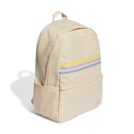 Unisex Classic Horizontal 3-Stripes Backpack, Beige, A701_ONE, large image number 2