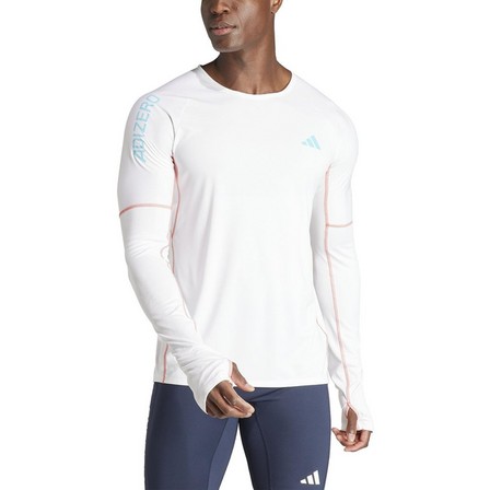 Men Adizero Running Long-Sleeve Top, White, A701_ONE, large image number 1