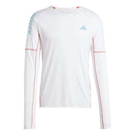 Men Adizero Running Long-Sleeve Top, White, A701_ONE, large image number 2