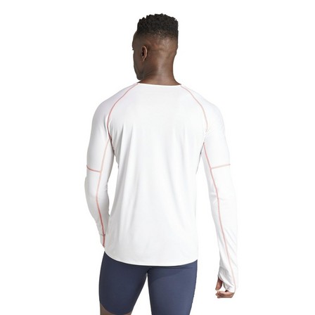 Men Adizero Running Long-Sleeve Top, White, A701_ONE, large image number 3