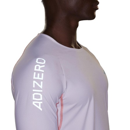 Men Adizero Running Long-Sleeve Top, White, A701_ONE, large image number 4