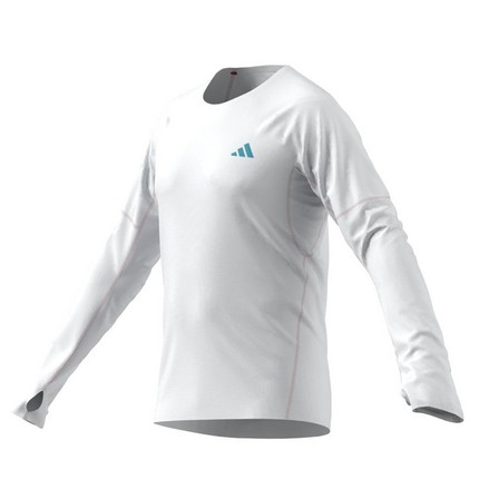 Men Adizero Running Long-Sleeve Top, White, A701_ONE, large image number 8