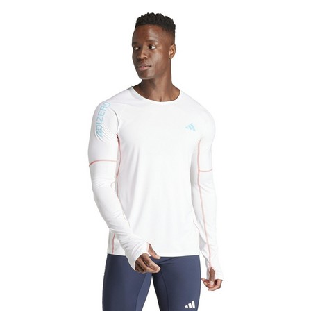 Men Adizero Running Long-Sleeve Top, White, A701_ONE, large image number 9