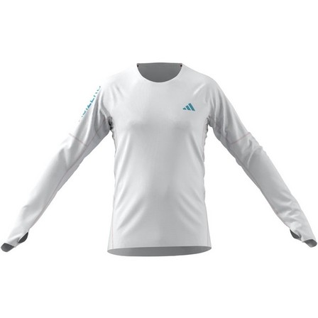 Men Adizero Running Long-Sleeve Top, White, A701_ONE, large image number 12