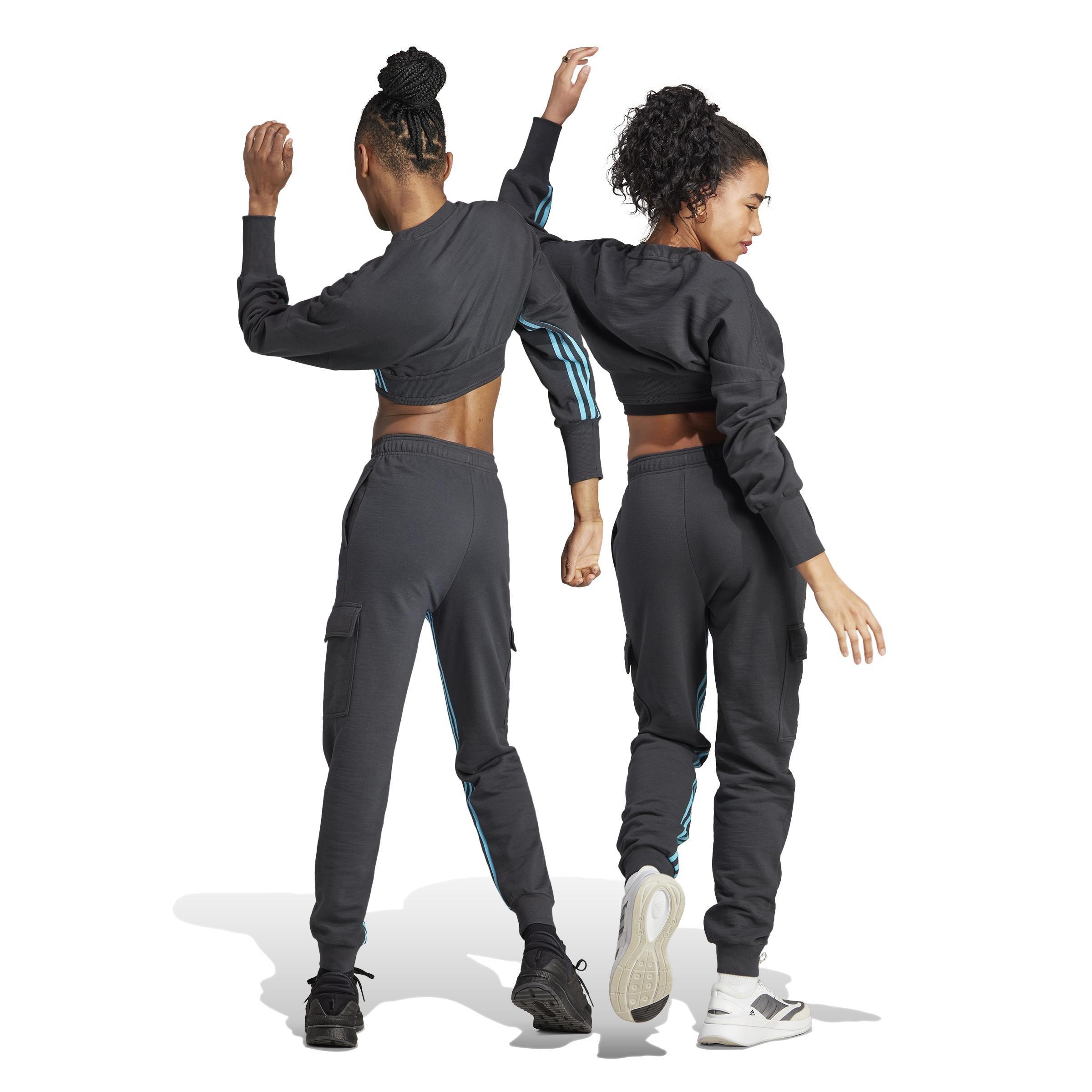 Women Dance 3-Stripes High-Waisted Tapered Cargo Joggers, Grey, A701_ONE, large image number 2