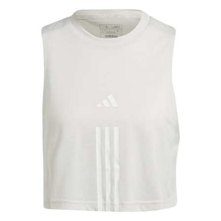 Women Train Essentials 3-Stripes Crop Tank Top, Grey, A701_ONE, large image number 0