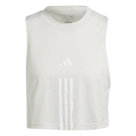 Women Train Essentials 3-Stripes Crop Tank Top, Grey, A701_ONE, large image number 1