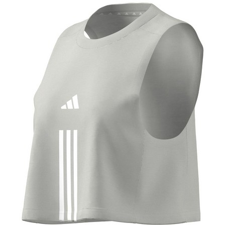 Women Train Essentials 3-Stripes Crop Tank Top, Grey, A701_ONE, large image number 11