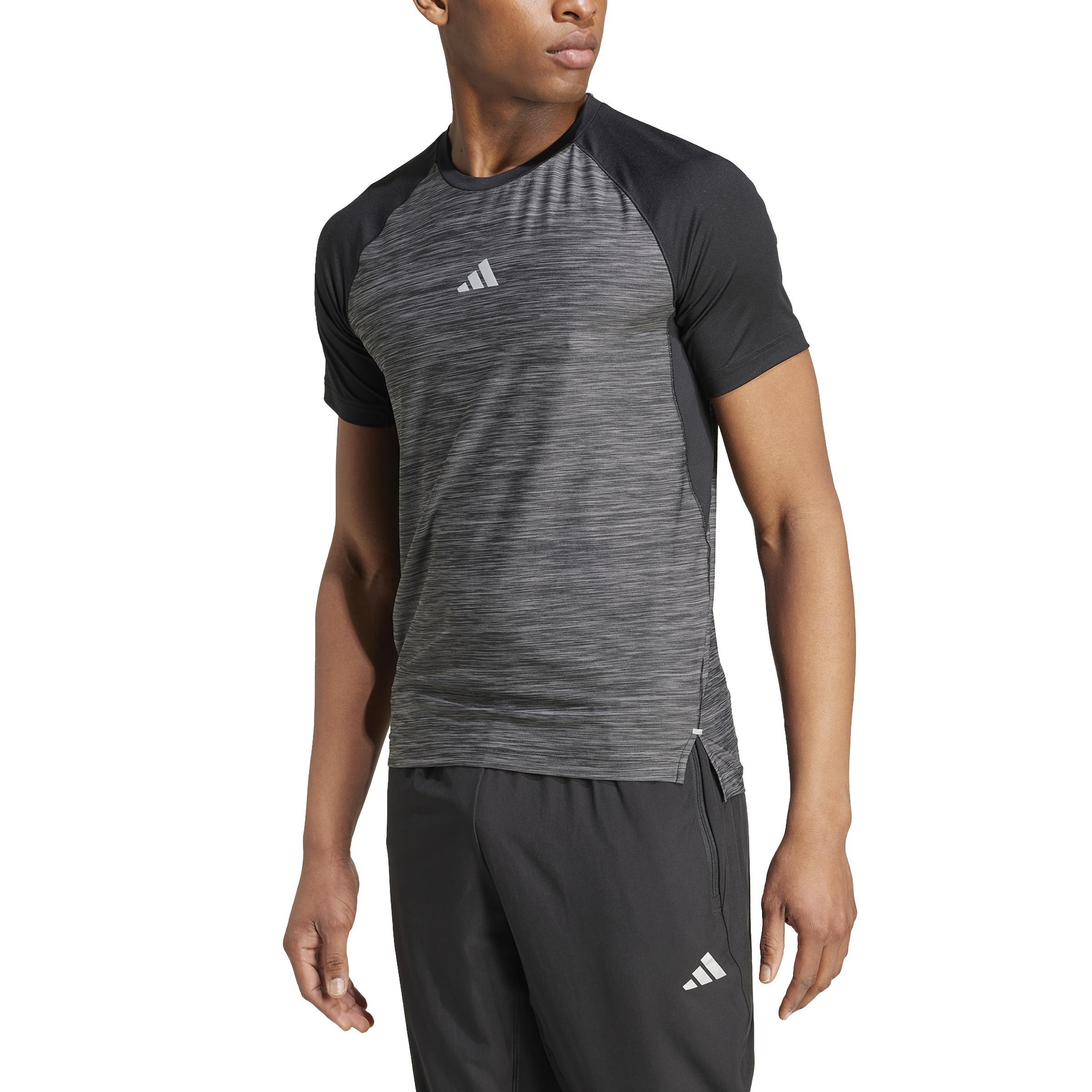 Adidas Gym+ Training 3-Stripes T-Shirt, Black, A701_ONE, large image number 2