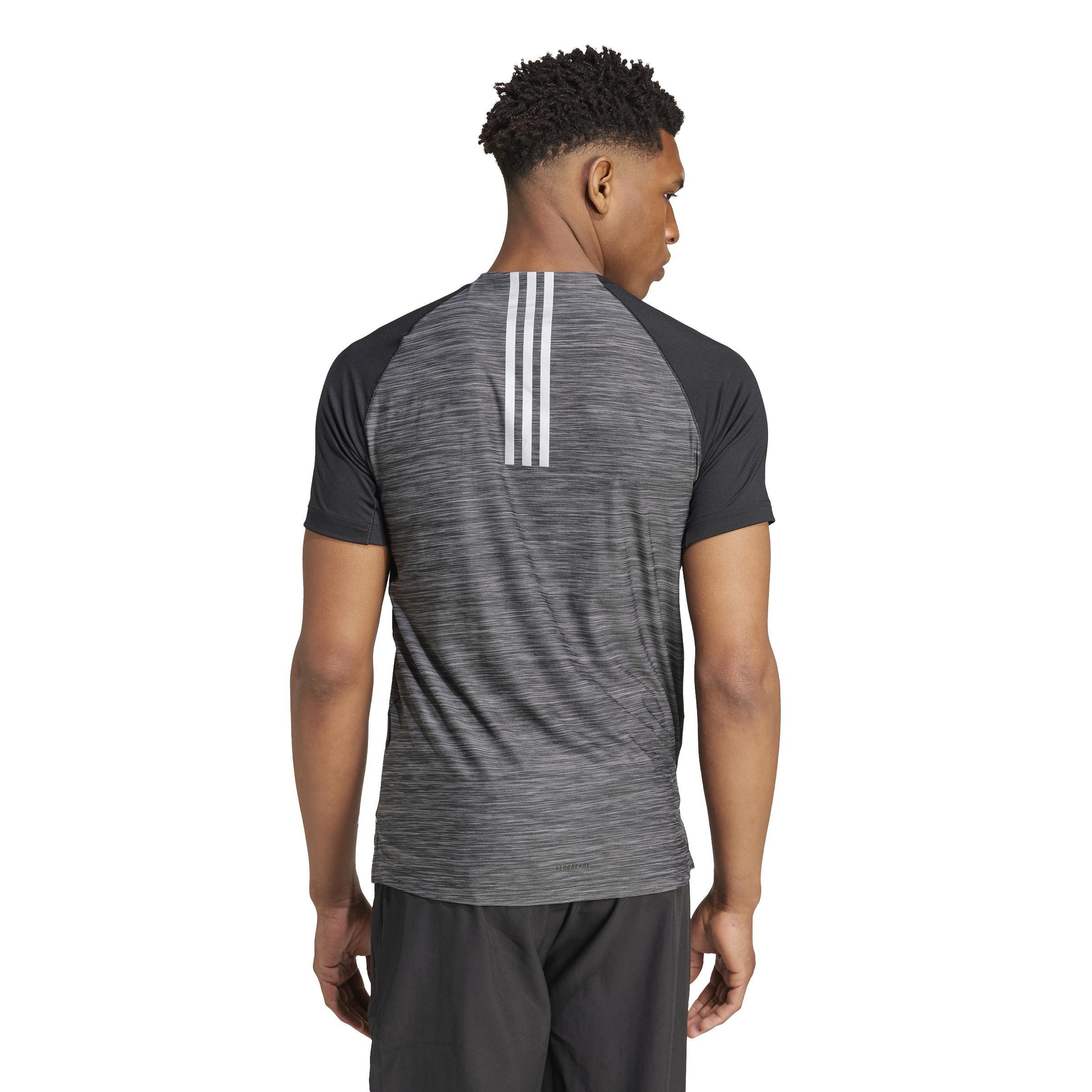 Adidas Gym+ Training 3-Stripes T-Shirt, Black, A701_ONE, large image number 3