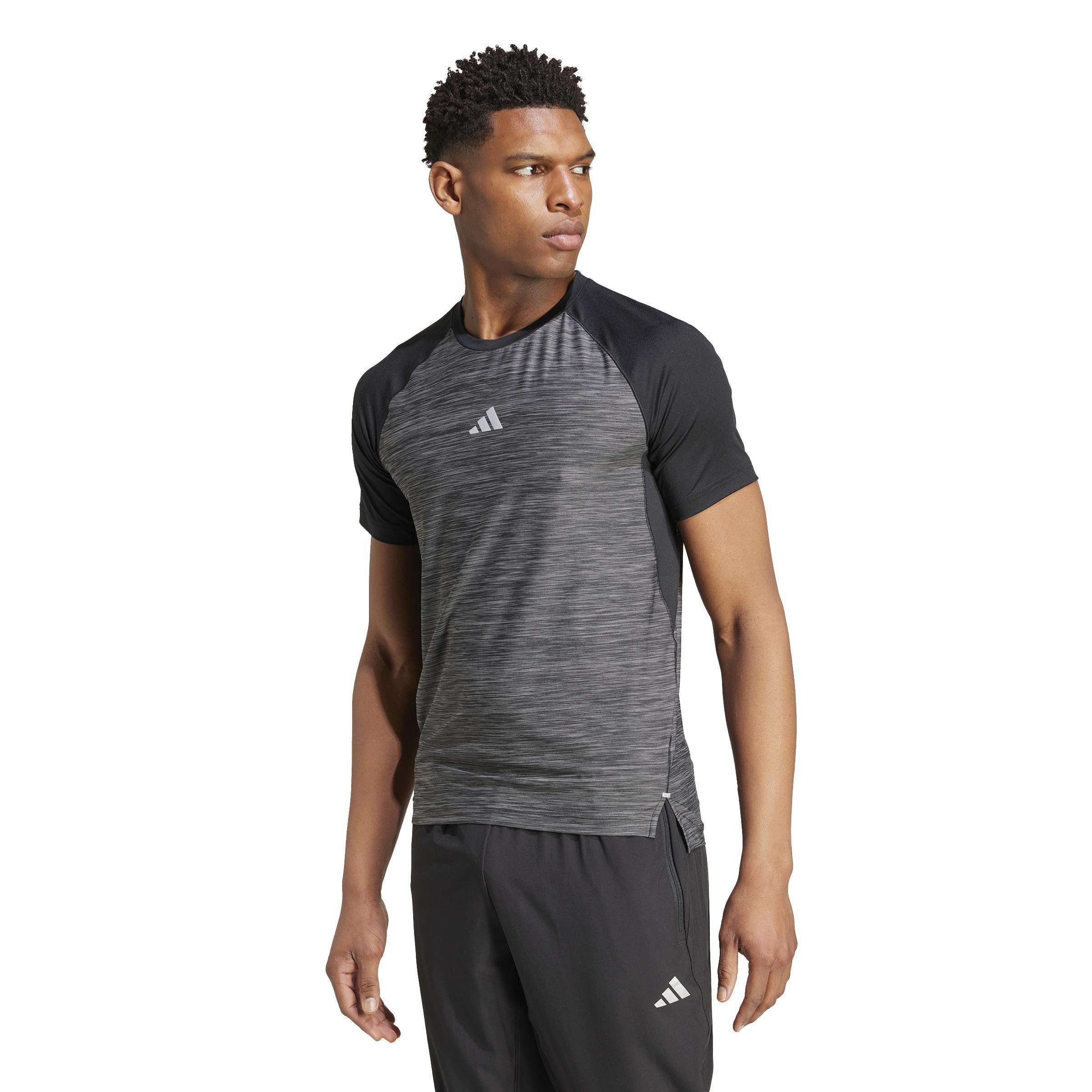 Adidas Gym+ Training 3-Stripes T-Shirt, Black, A701_ONE, large image number 12