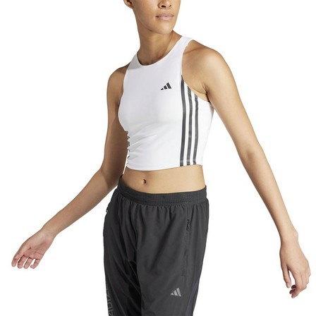 Women Own The Run 3-Stripes Tank Top, White, A701_ONE, large image number 2