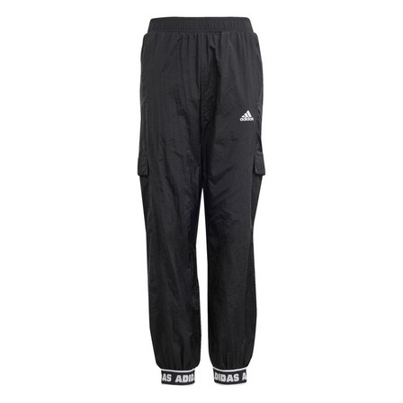 Unisex Kids Dance Woven Cargo Tracksuit Bottoms, Black, A701_ONE, large image number 0