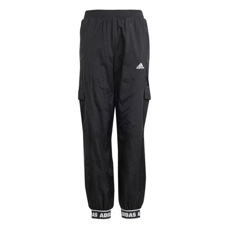 Unisex Kids Dance Woven Cargo Tracksuit Bottoms, Black, A701_ONE, large image number 1