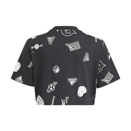 Kids Girls Brand Love Crop T-Shirt, Black, A701_ONE, large image number 2