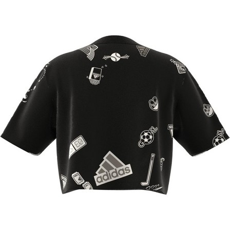 Kids Girls Brand Love Crop T-Shirt, Black, A701_ONE, large image number 6