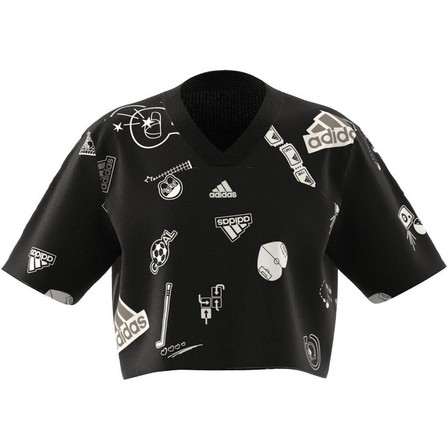 Kids Girls Brand Love Crop T-Shirt, Black, A701_ONE, large image number 10