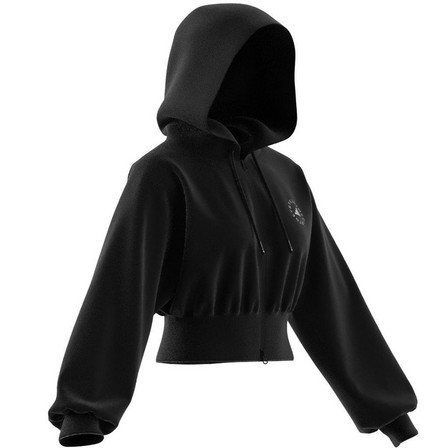 Women By Stella Mccartney Sportswear Cropped Hoodie, Black, A701_ONE, large image number 7