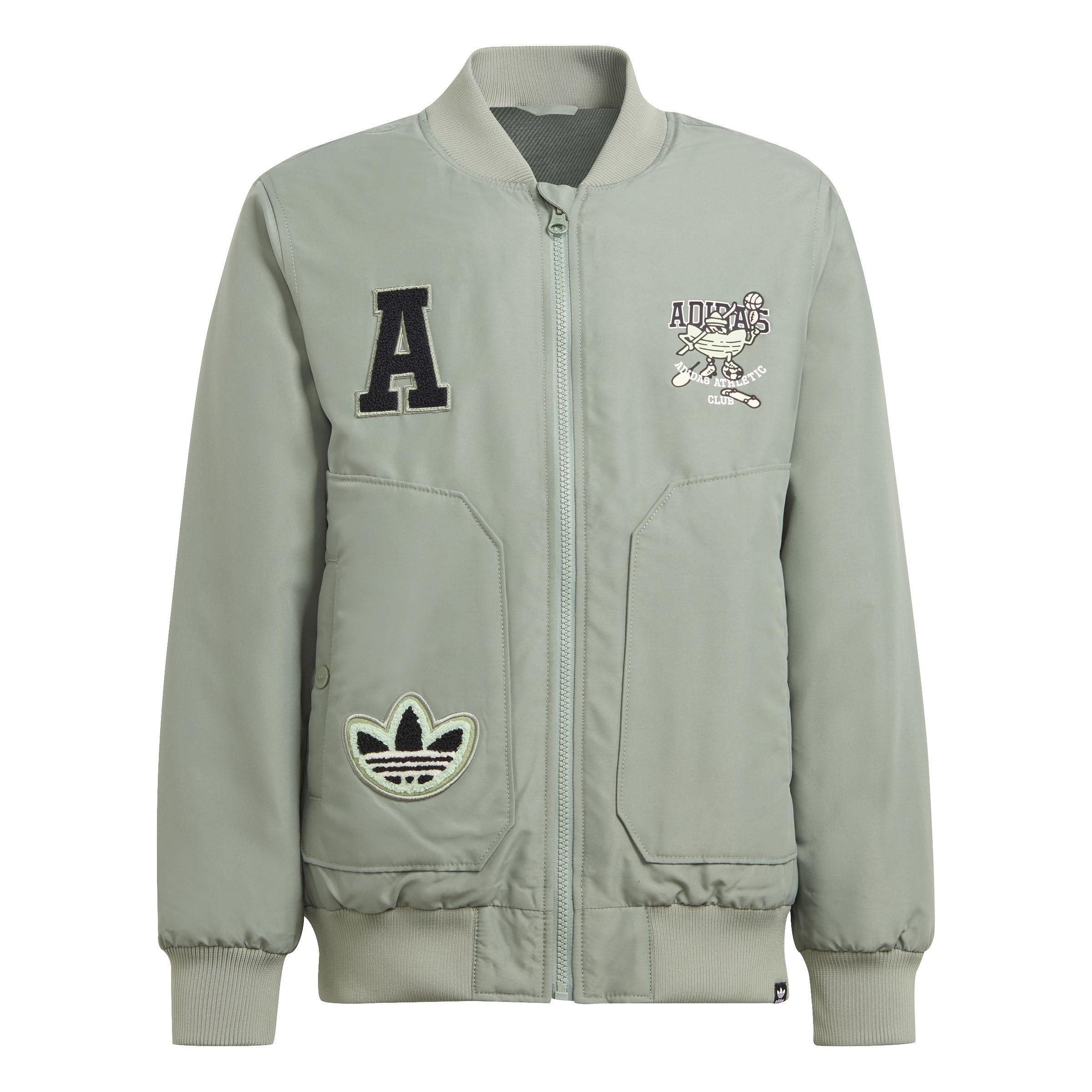 Kids Unisex Collegiate Jacket, Green, A701_ONE, large image number 0